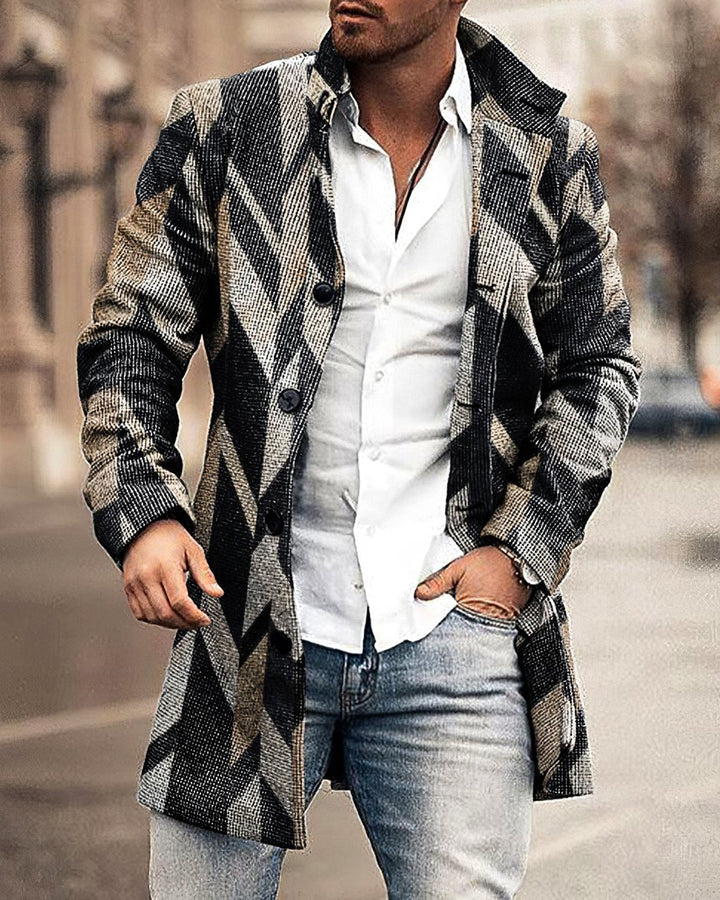 Men's Woolen Stand Collar Casual Coat for Autumn/Winter