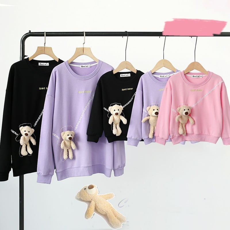 Mother-Daughter Long Sleeve Hoodie Street Style Outfit | Streetwear