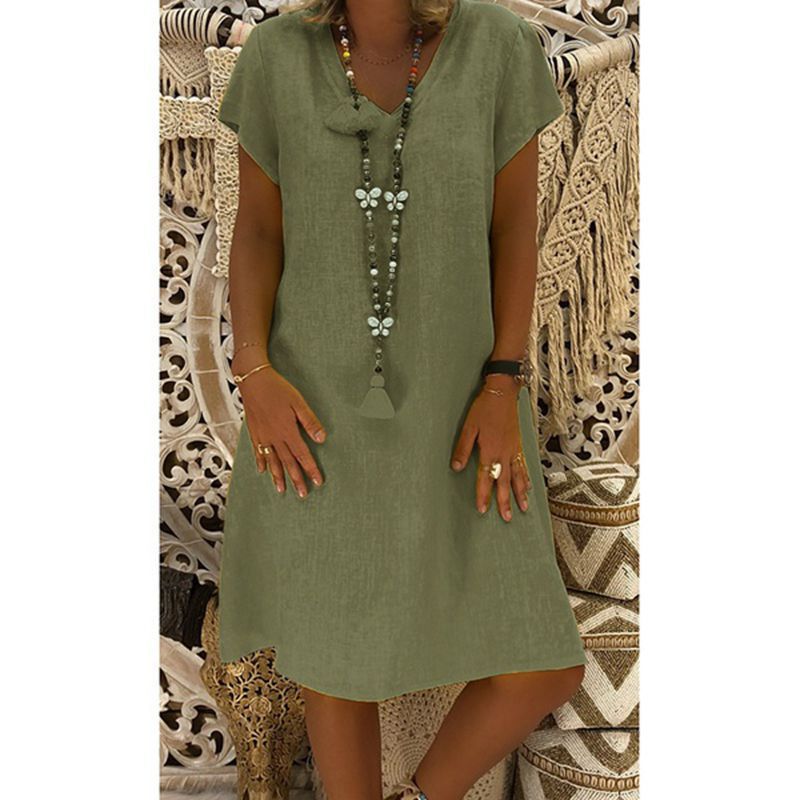 Ellie® Casual V-Neck Midi Dress in Eleven Colors