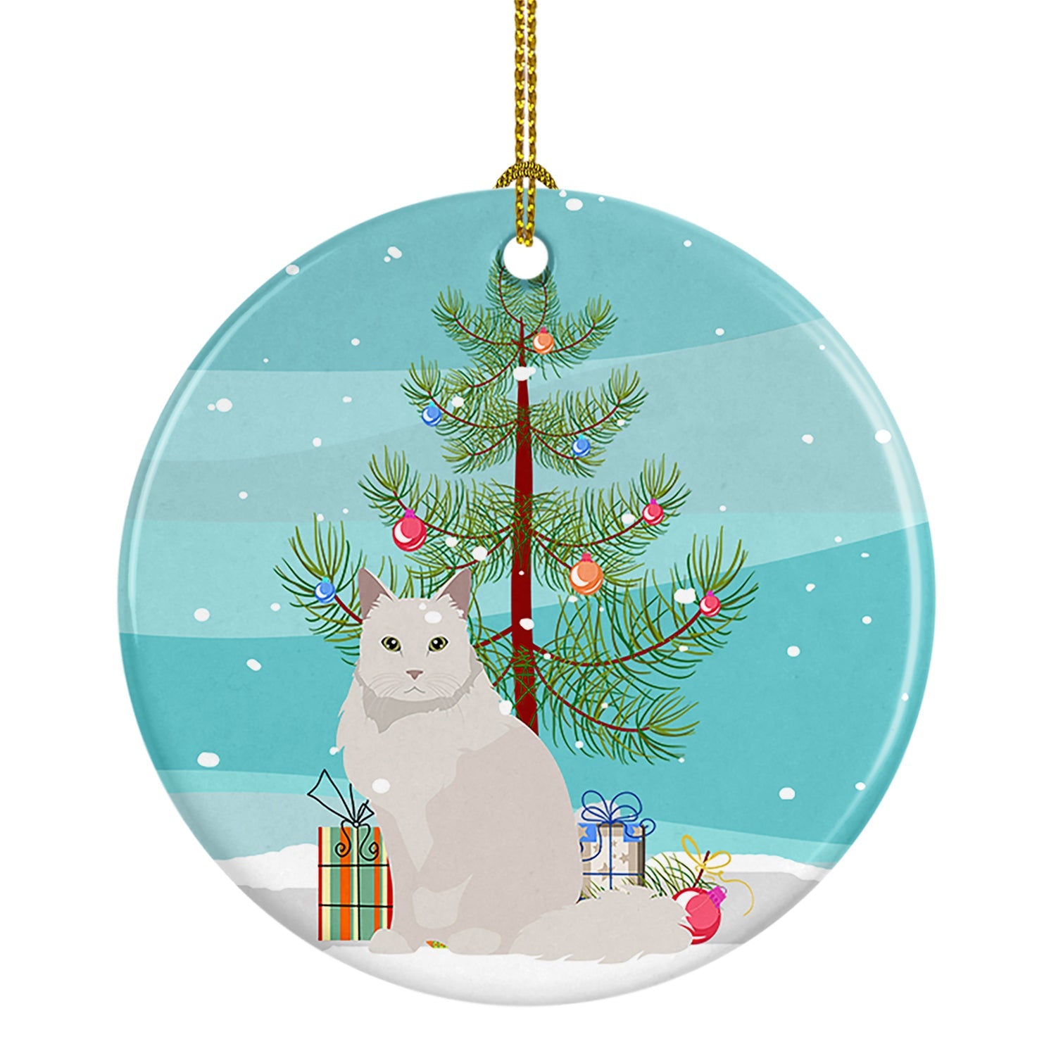 Chantilly Tiffany Cat Christmas Ceramic Ornament