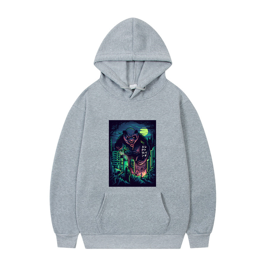 Men's Oversized Anime Monster Print Hoodie - Casual Pullover | Streetwear