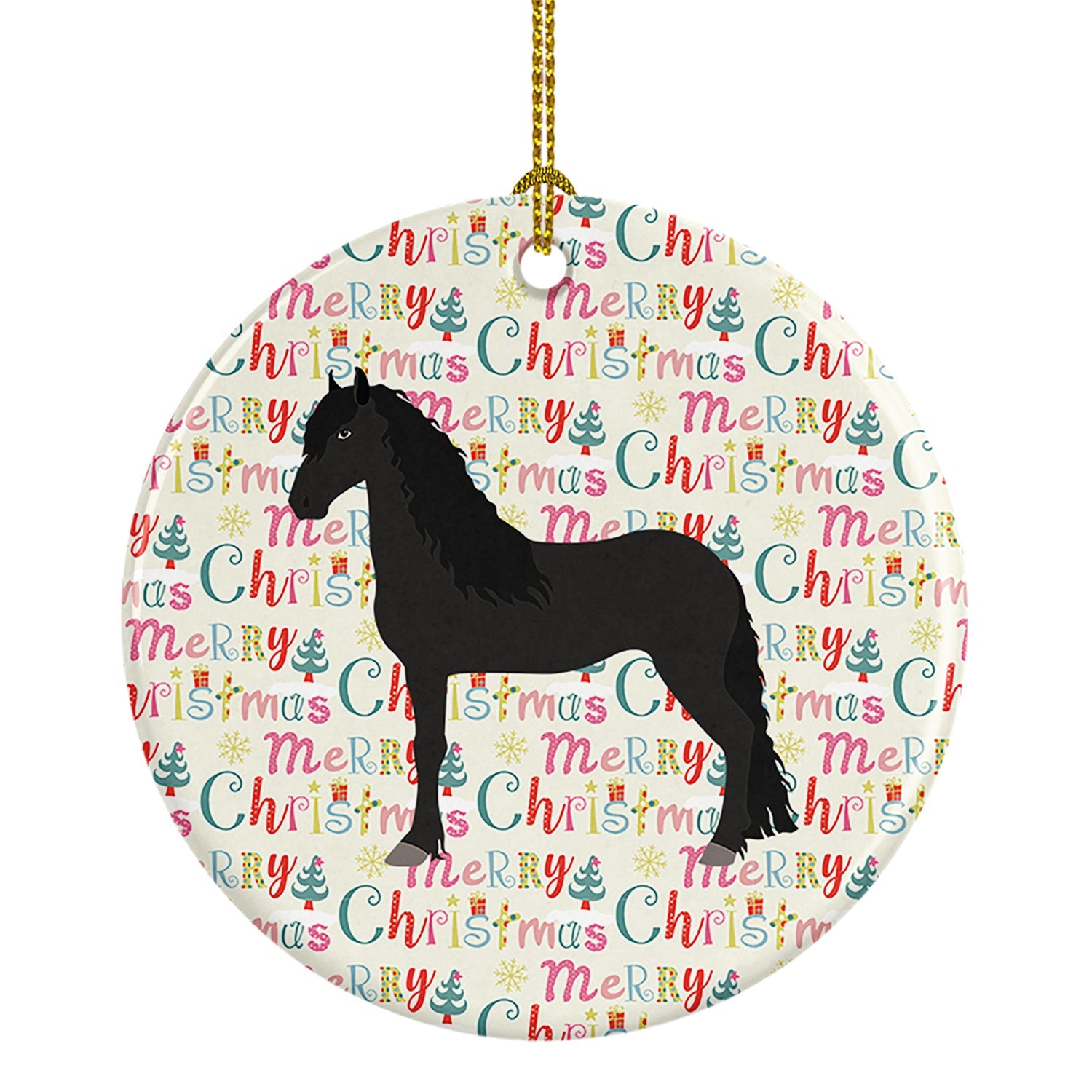 Friesian Horse Christmas Ceramic Ornament