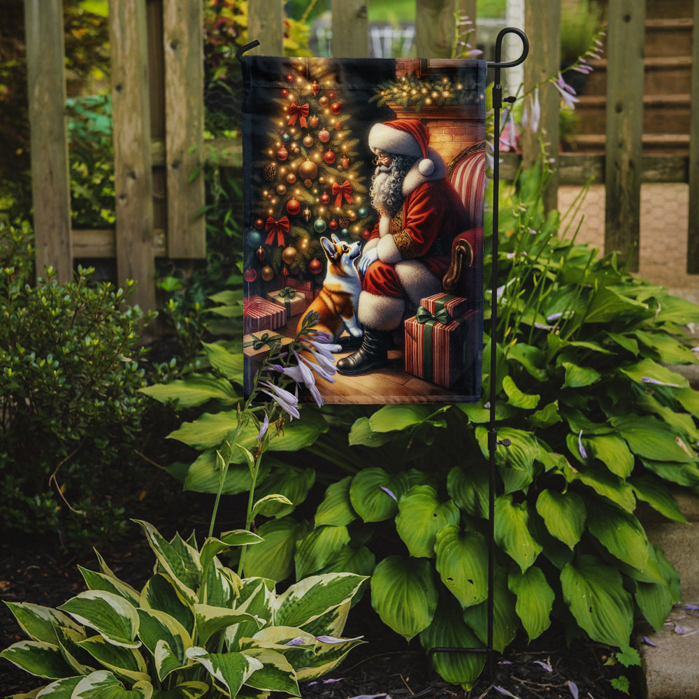 Corgi and Santa Claus Garden Flag