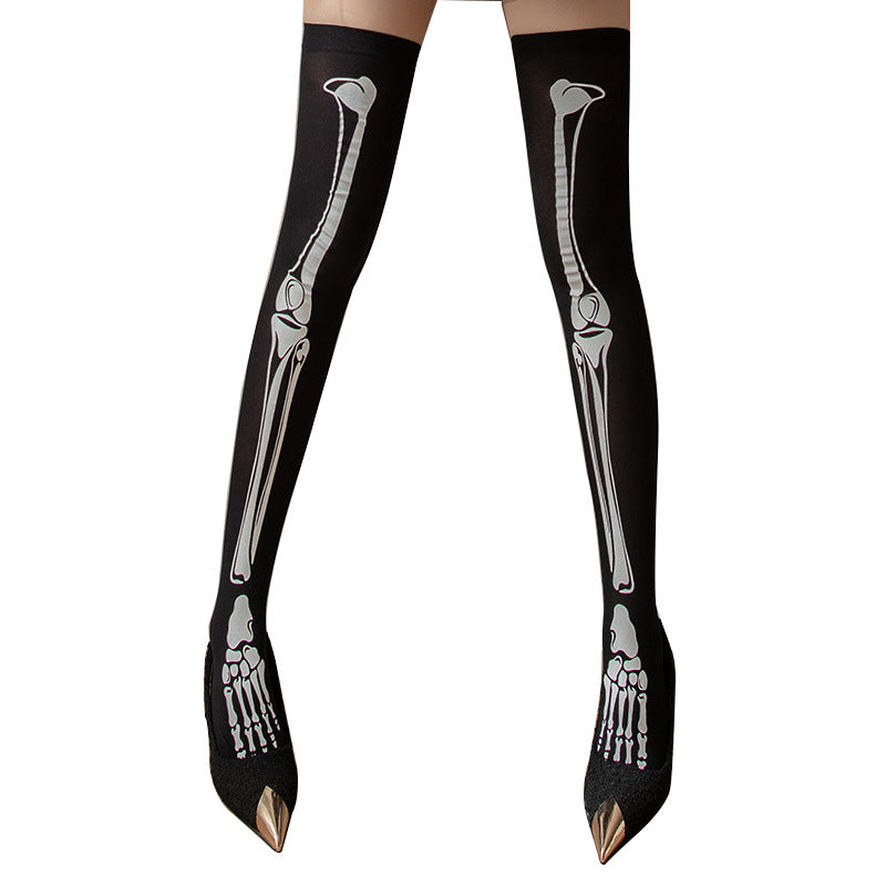 Halloween Christmas Party Blood Print Thigh High Socks