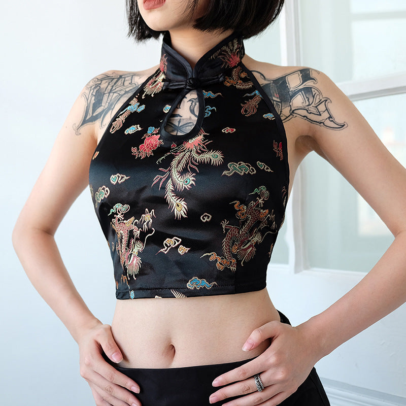 Chinese Style Neck-Hanging Tank Top - Sexy Design