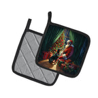 Doberman Pinscher and Santa Claus Pair of Pot Holders