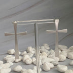 Satin Finish Cross Earrings | Christian Jewelry