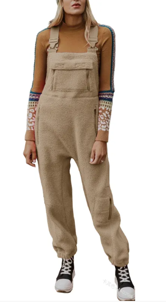Fleece Suspenders Skinny Pants