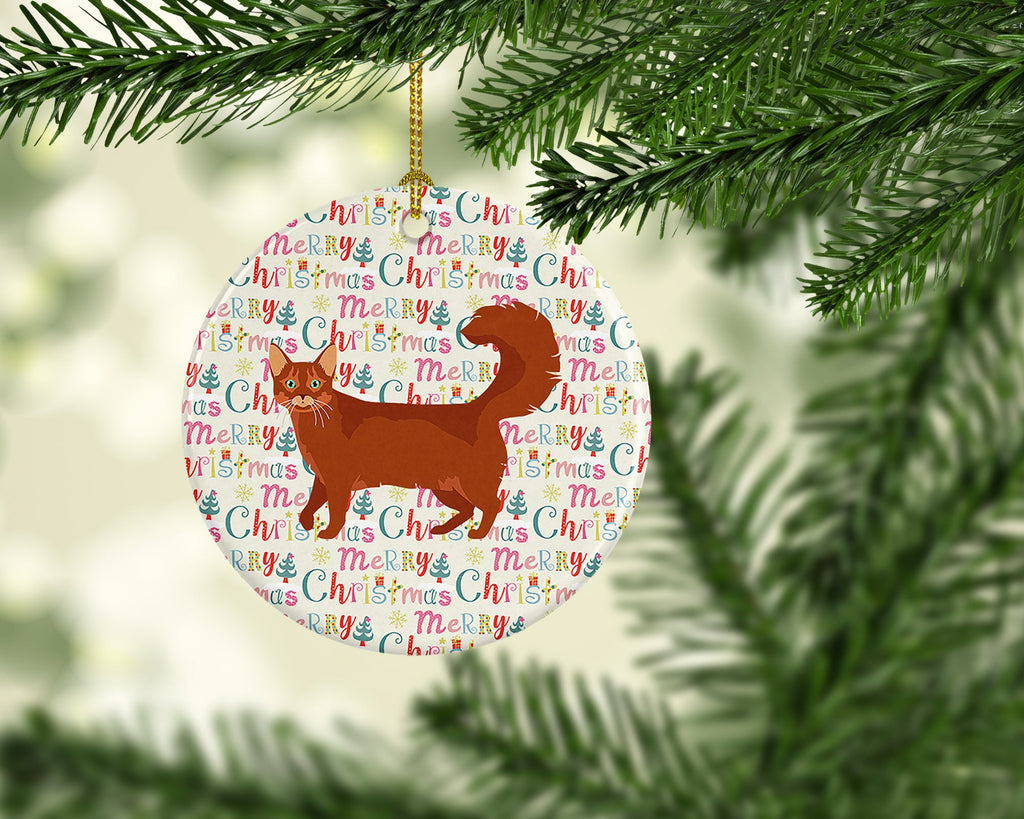 Somali Cat Christmas Ceramic Ornament
