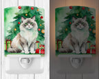 Ragdoll Cat By the Christmas Tree Ceramic Night Light
