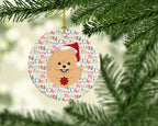 Pomeranian Merry Christmas Ceramic Ornament