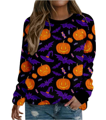 Halloween Women's Printed Long Sleeve Sweater