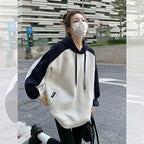 Retro Hooded Contrast Color Sweatshirt for Women | Streetwear