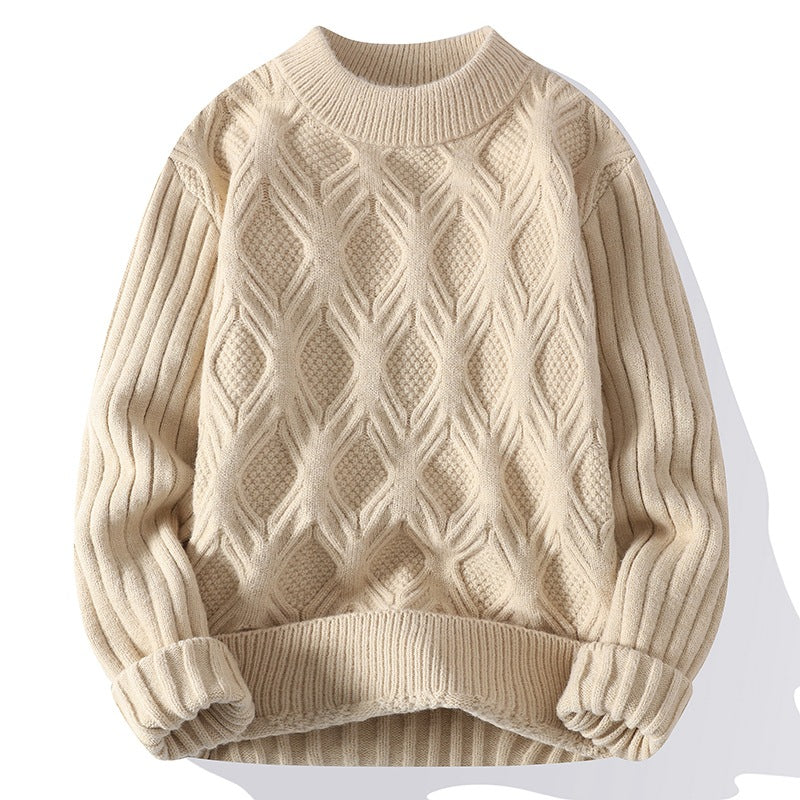 Men's Casual Solid Color Twisted Sweater