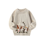 Girls' Embroidered Round Neck Warm Pullover Sweater | Streetwear