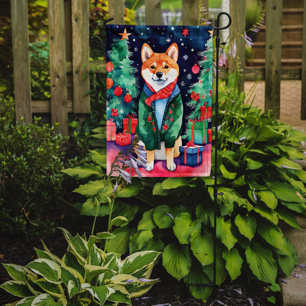 Shiba Inu Christmas Garden Flag