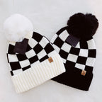 Fashion Week Checkered Pom Beanie | Embroidered Cap