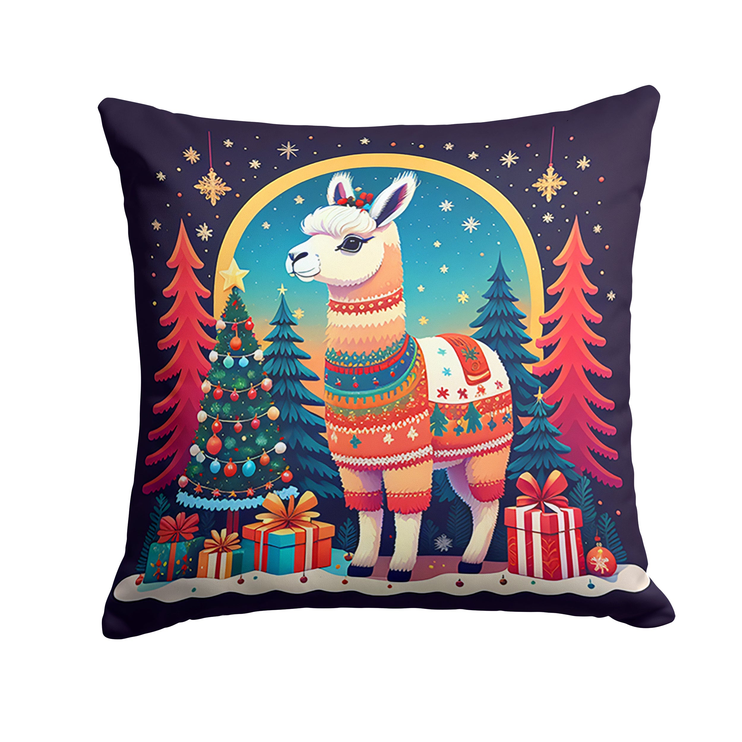 Llama Christmas Throw Pillow