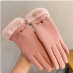 Fleece-Lined Suede Riding Gloves with Padded Warmth and Cute Design
