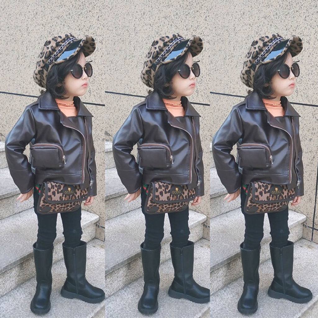 Children's Fashion Leather Jacket and Cotton Coat