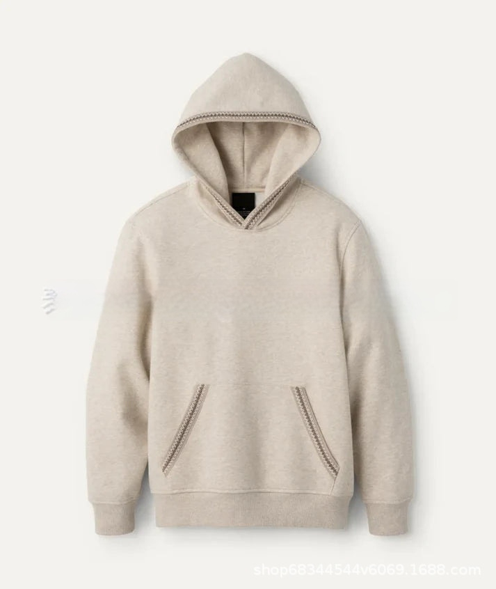 Fleece-Lined Hooded Earth Tone Pullover