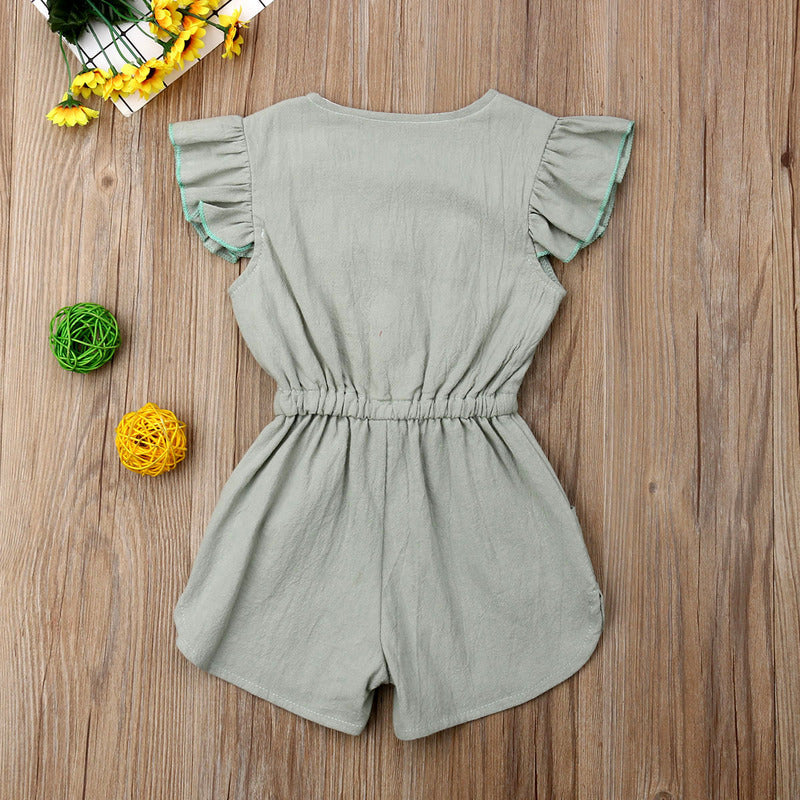 Girls' Bow Tie Jumpsuit with Shorts