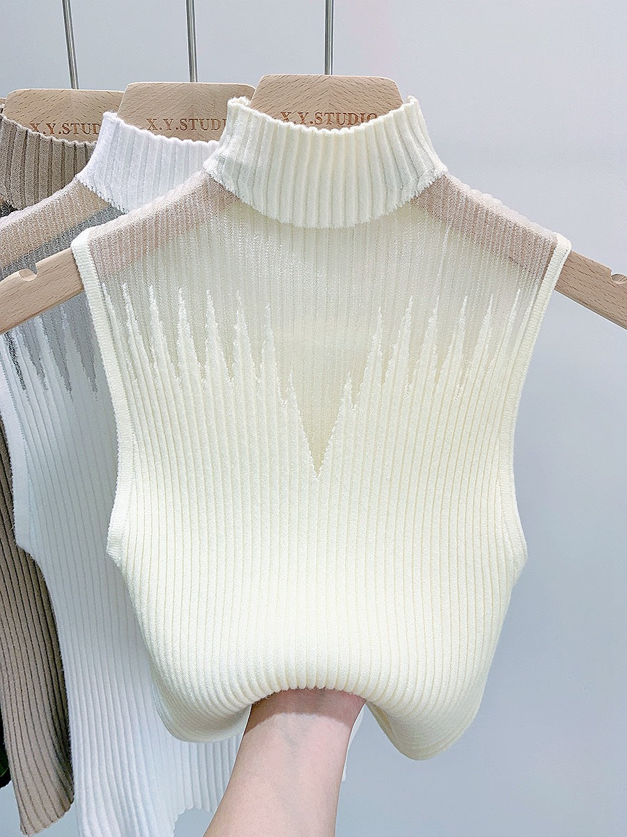 Summer High Neck Knit Tank Top for Women (Wholesale)