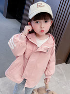 Girls' Hooded Windbreaker Jacket for Spring and Autumn