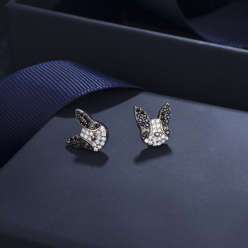 French Bulldog Rhinestone Stud Earrings
