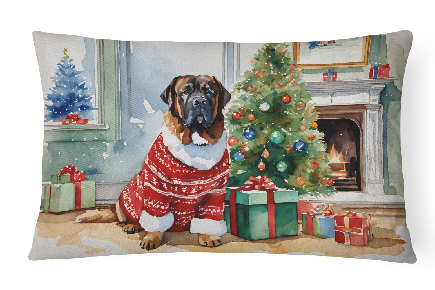 Tibetan Mastiff Cozy Christmas Throw Pillow