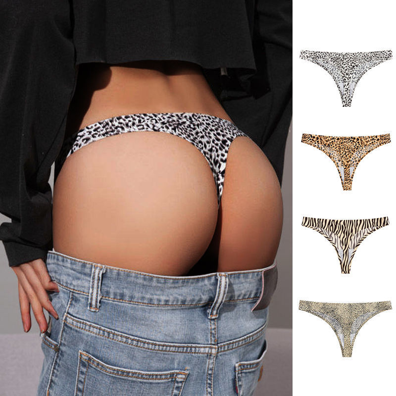 "Women's Sexy Leopard Print Cotton Thong Underwear"