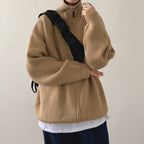 Men's Thick Solid Color Zipper Turtleneck Cardigan