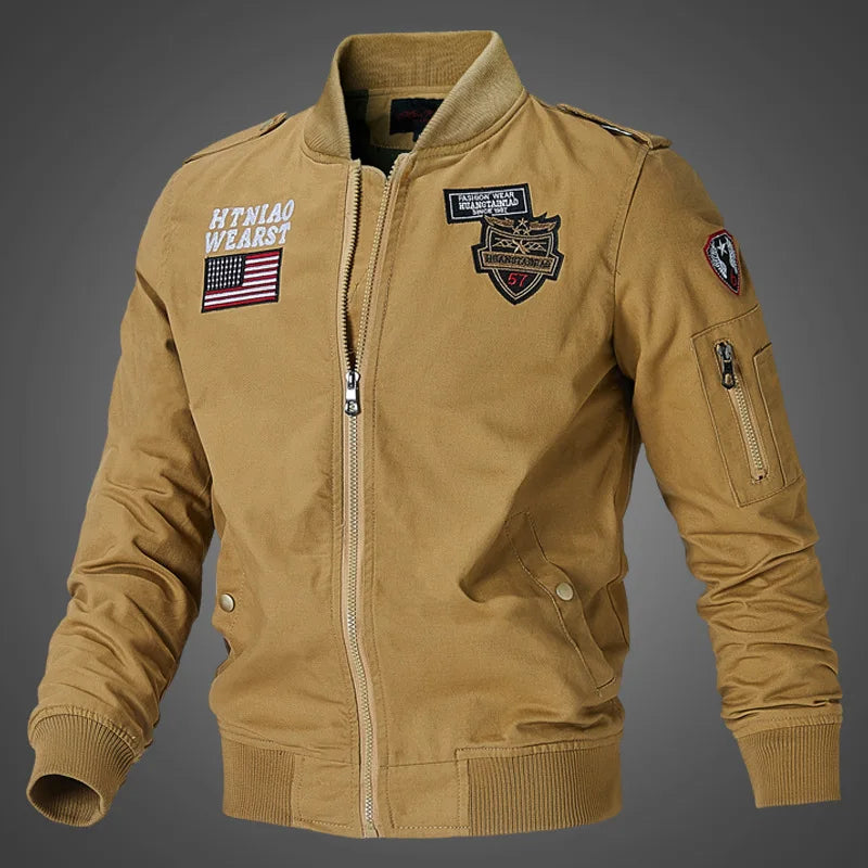 Men's Casual Cotton Military Jacket - Plus Size Fashion