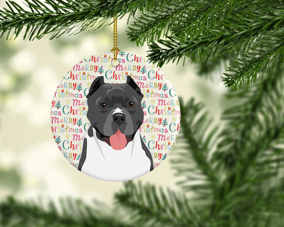 Pit Bull Blue #7 Christmas Ceramic Ornament