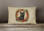 Cairn Terrier Christmas Flowers Throw Pillow