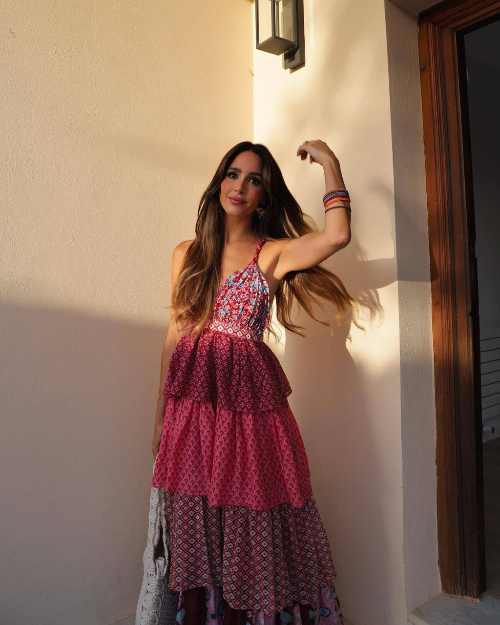 French Retro Floral Print Spaghetti-Strap Dress
