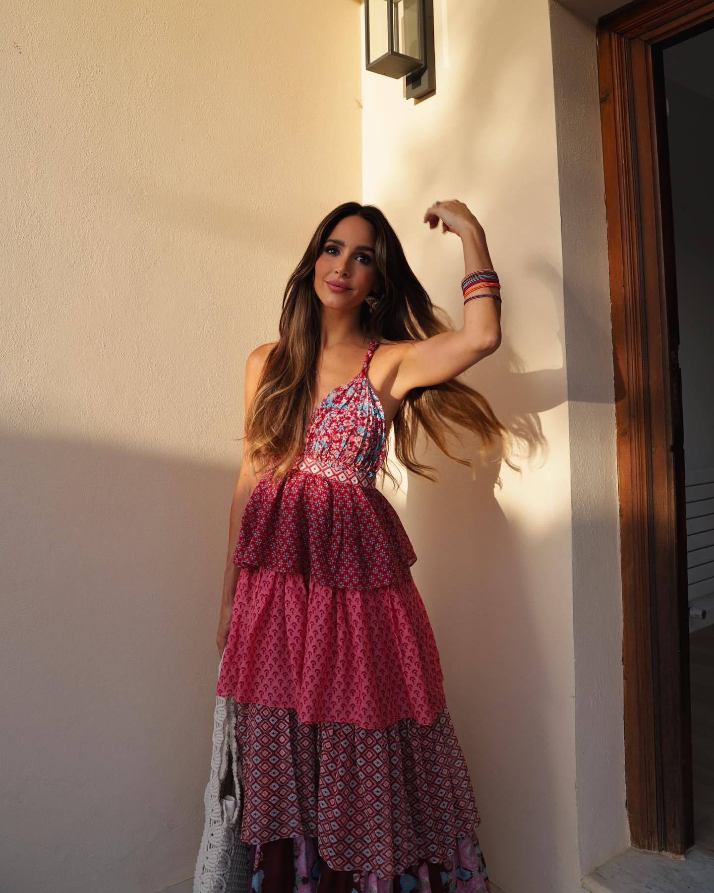 French Retro Floral Print Spaghetti-Strap Dress