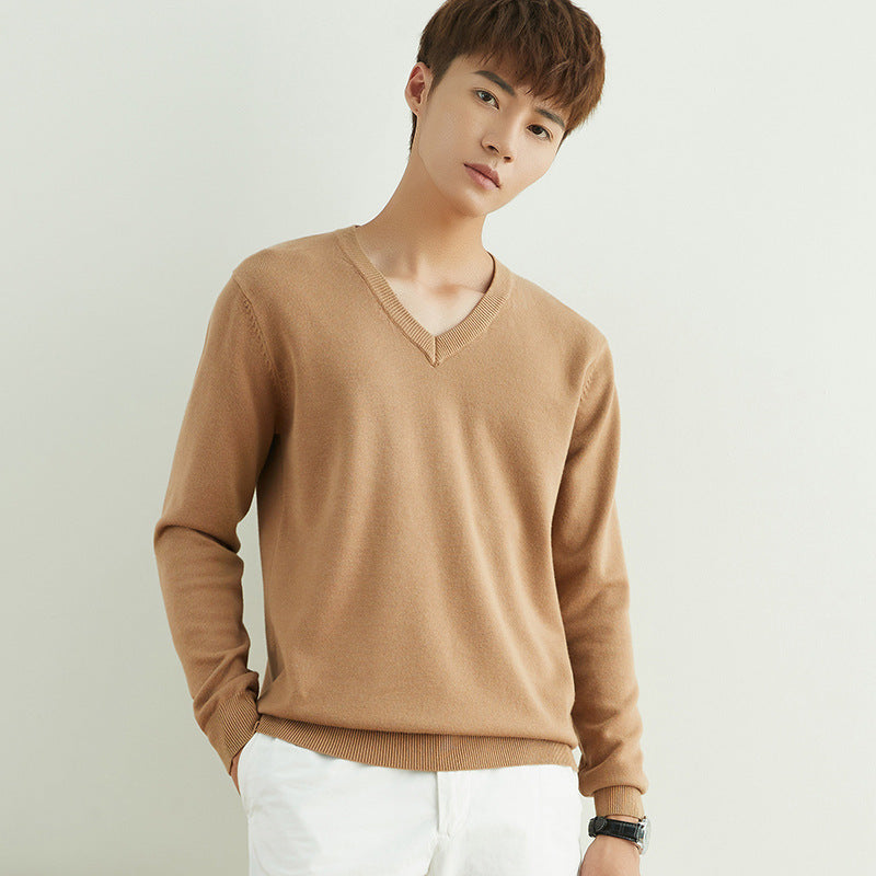 Men's Knitted V-Neck Sweater Top