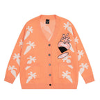 Radish Rabbit Jacquard Knitted V-neck Cardigan for Boys
