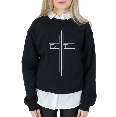 Faith Cross Graphic Women's Casual Sweatshirt | Streetwear