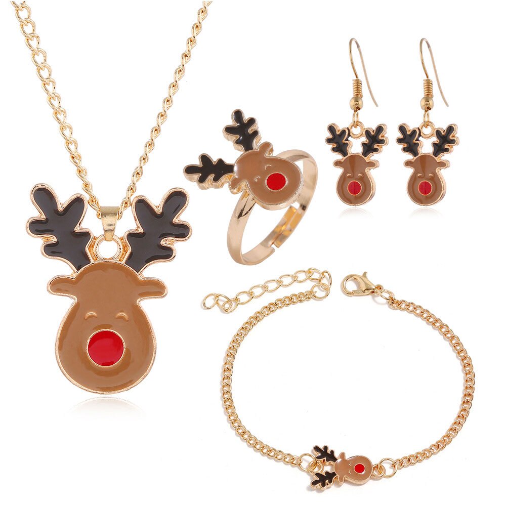 Christmas Jewelry Set with Alloy Reindeer Design