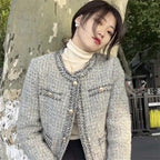 Popular Blue Fragrance Women's Tweed Jacket (Spring/Autumn)