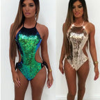 Gradient AB Sequin Swimsuit with Ties (One Piece)