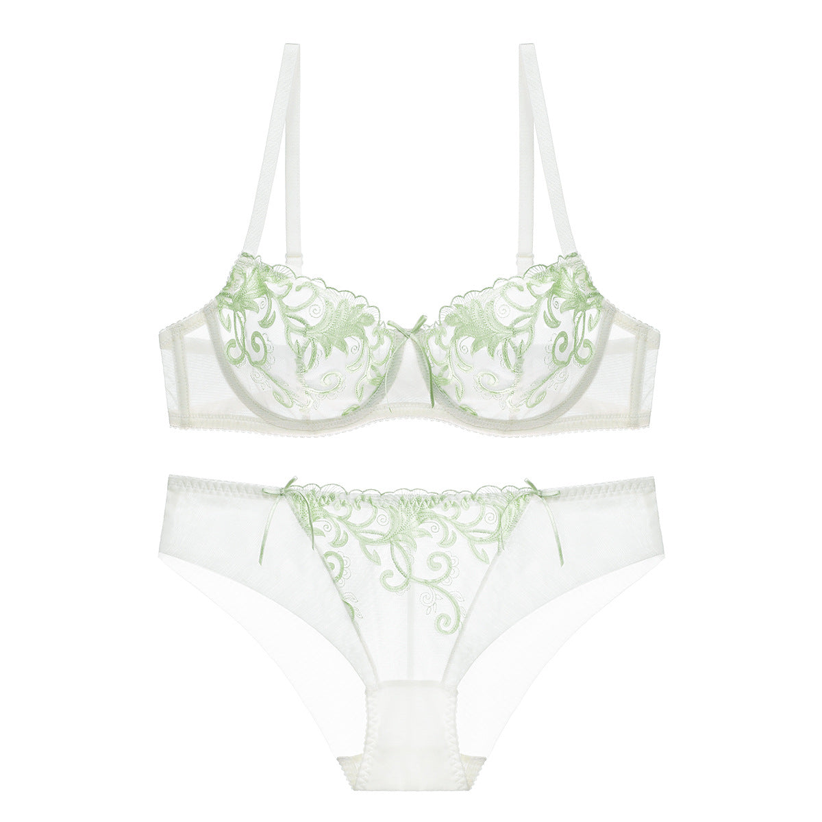 European Fashion Lingerie, Ultra-Thin Embroidered Bra Set