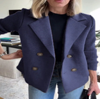 Double-Breasted Splice Sleeve Jacket