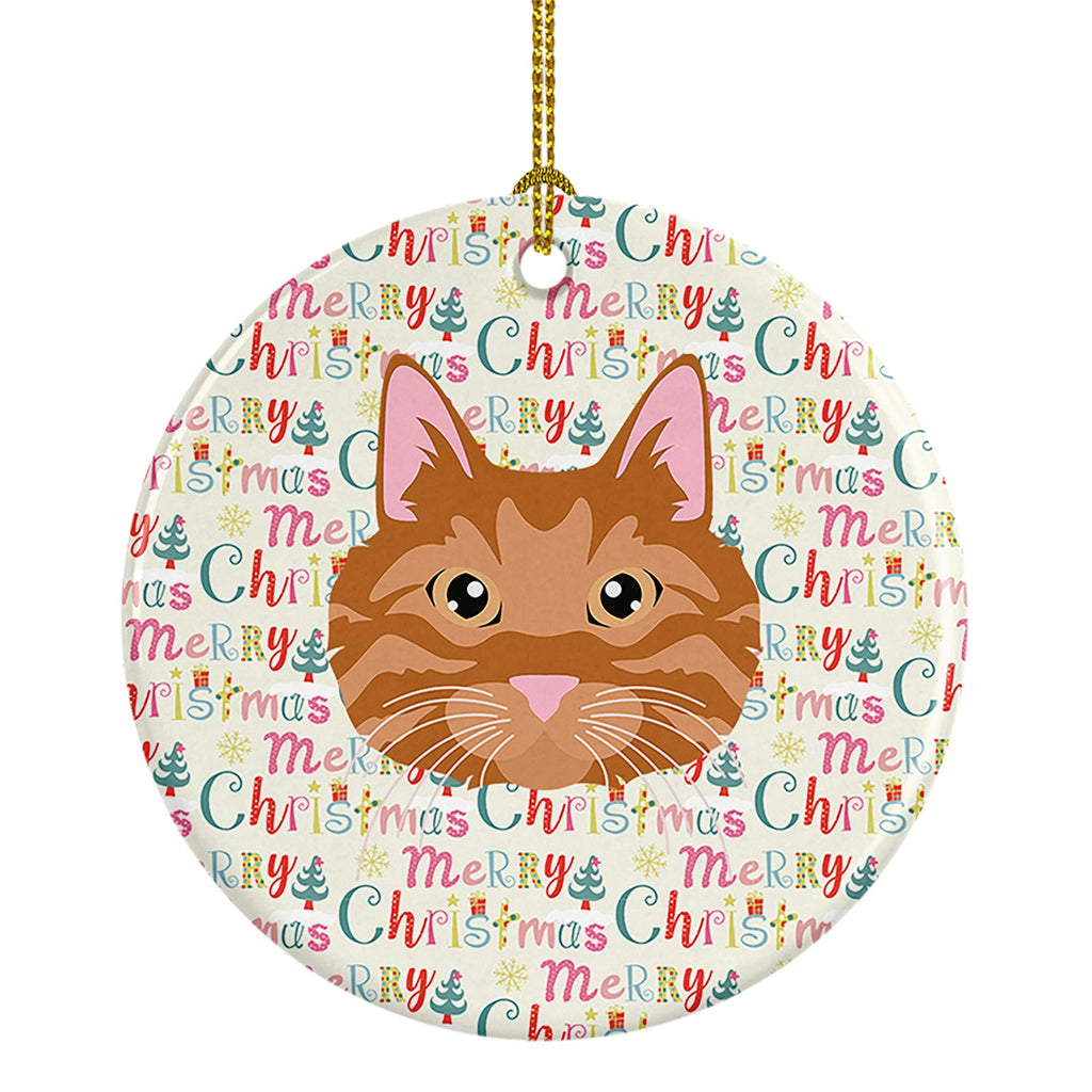 Kurilian Bobtail Cat Christmas Ceramic Ornament