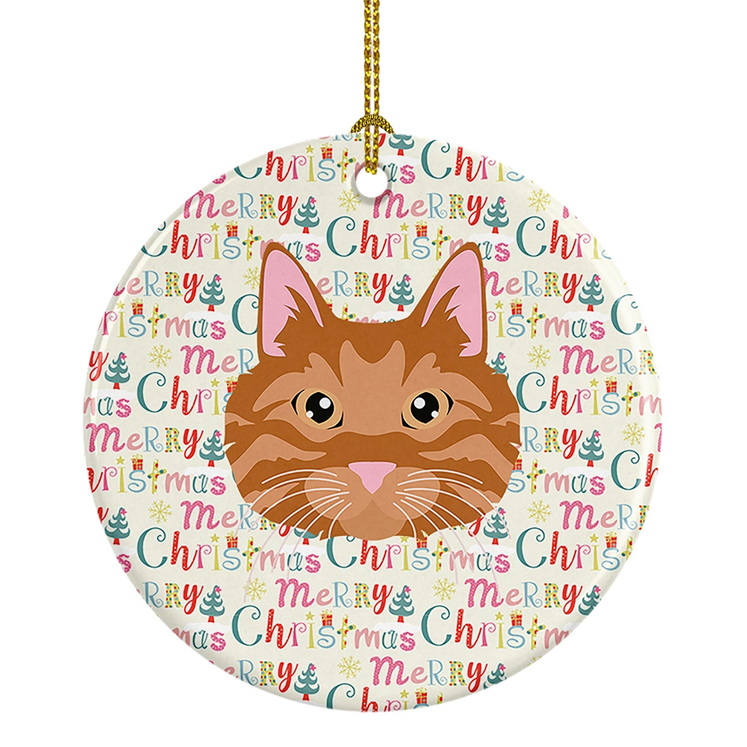 Kurilian Bobtail Cat Christmas Ceramic Ornament