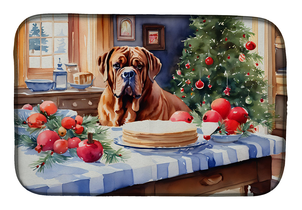 Dogue de Bordeaux Christmas Cookies Dish Drying Mat