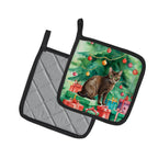 Havana Brown Cat By the Christmas Tree Pair of Pot Holders