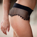 Transparent Lace Panties with Sheer Design in Black/White